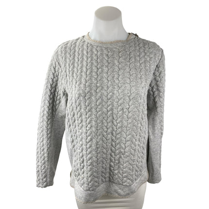 Zara Women's Gray Cable Knit Long Sleeve Crew Neck Pullover Sweater Top Size S