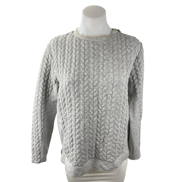 Zara Women's Gray Cable Knit Long Sleeve Crew Neck Pullover Sweater Top Size S