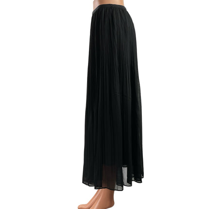 Uniqlo Womens Black Chiffon High Waisted Lightweight Sheer Midi A-Line Skirt M