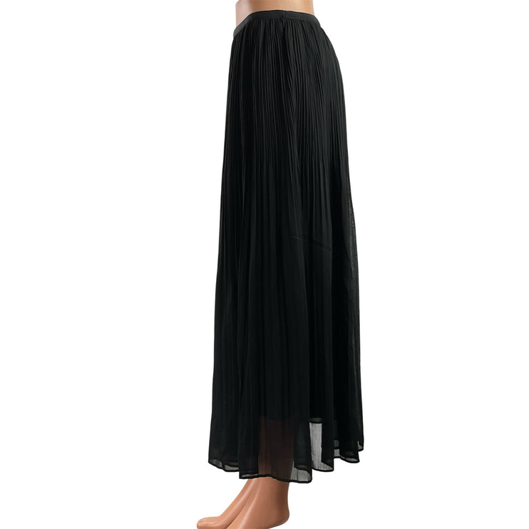 Uniqlo Womens Black Chiffon High Waisted Lightweight Sheer Midi A-Line Skirt M
