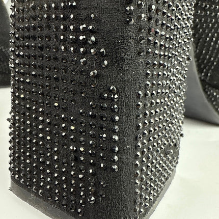 Stefaniya Nina Black Studded Rhinestone Sparkly Block Heel Zip Ankle Boots Sz 10