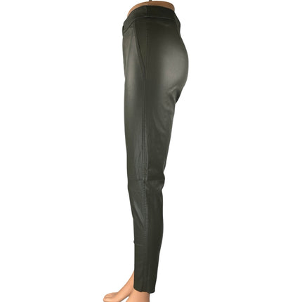 Zara Women's Green Faux Vegan Leather Skinny High Waist Trousers Pants Size S
