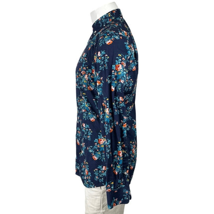 Club Room Men's Blue Floral Slim Pocket Long Sleeve Button Down Shirt Top Size M