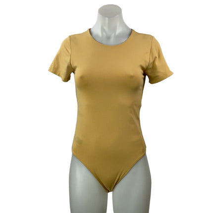 Aritzia Babaton Yellow Short Sleeves Crewneck Bodysuit Tee T-shirt Top Size M
