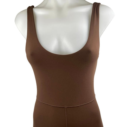 WeWoreWhat Women's Brown Sleeveless One Piece Skinny Yoga Workout Jumpsuits Sz M