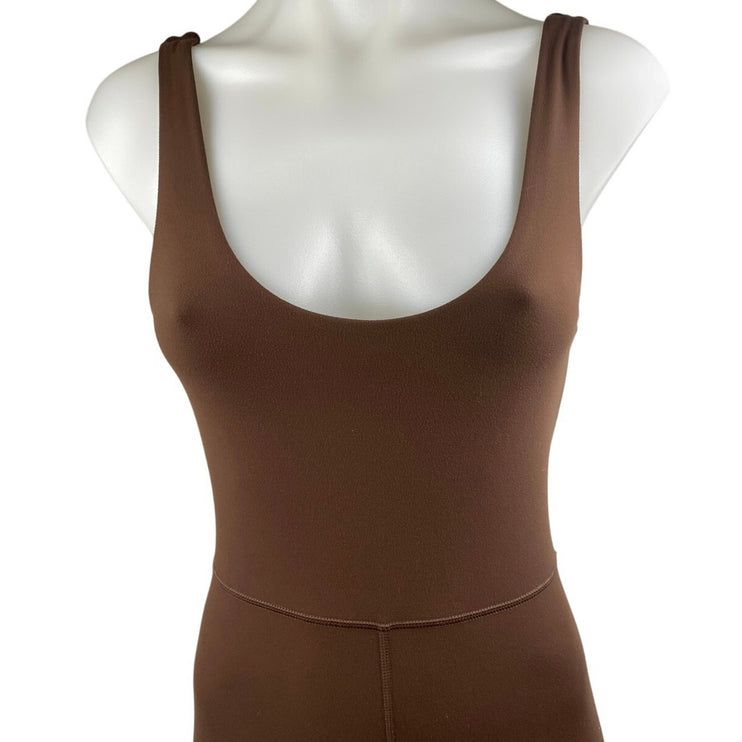 WeWoreWhat Women's Brown Sleeveless One Piece Skinny Yoga Workout Jumpsuits Sz M