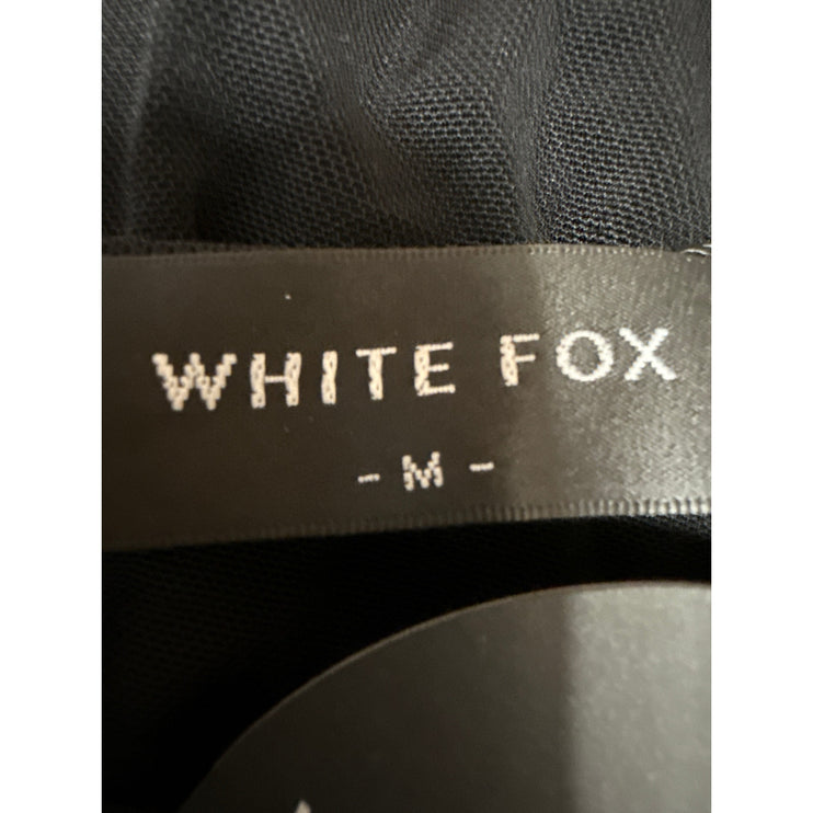 NEW White Fox Black Long Sleeve Cutouts Cold Shoulder Blouse Crop Top Size M