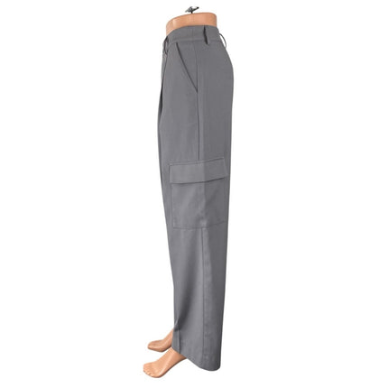 L.A. Hearts Women's Gray High Rise Wide Leg Pleated Cargo Trousers Pants Size XS