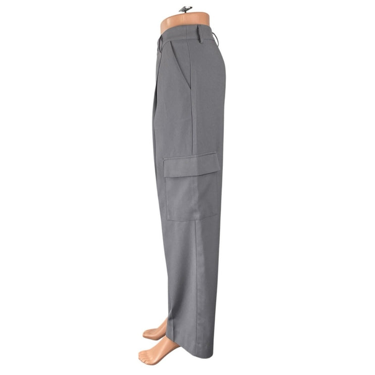 L.A. Hearts Women's Gray High Rise Wide Leg Pleated Cargo Trousers Pants Size XS