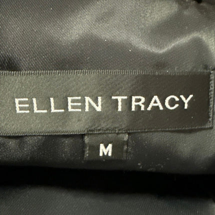NEW Ellen Tracy Black Leather Button Up Collar Long Sleeve Blazer Coat Jacket M