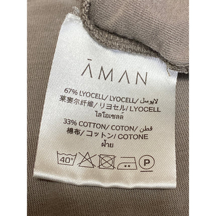 Aman Natural Dye Men's Beige Crewneck Basic Short Sleeve T Shirt Tee Top Size M