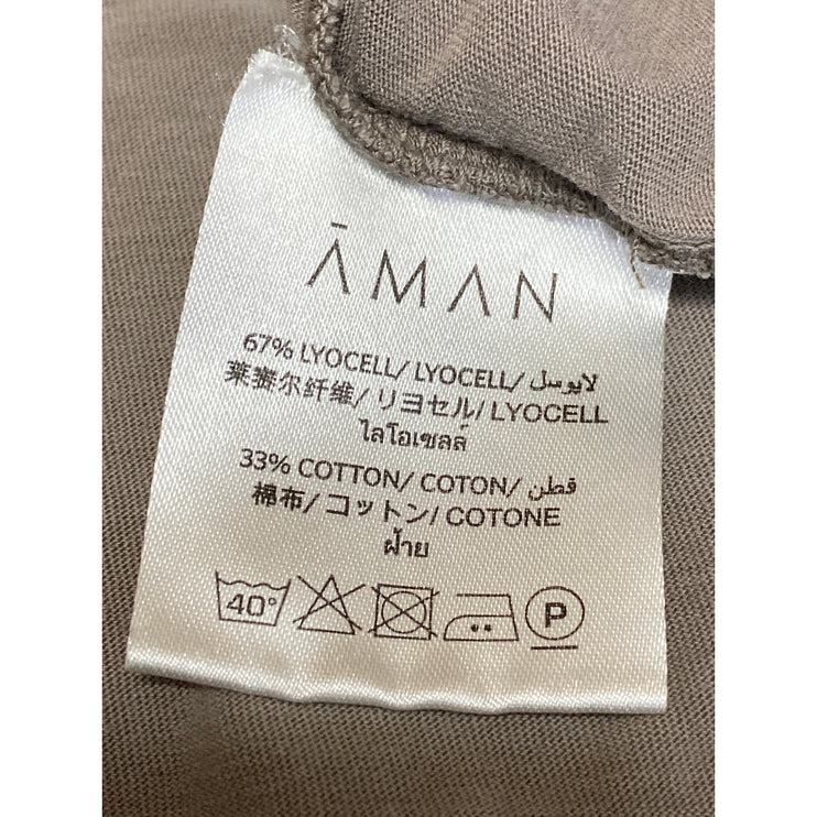 Aman Natural Dye Men's Beige Crewneck Basic Short Sleeve T Shirt Tee Top Size M