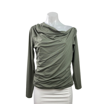 Abercrombie & Fitch Olive Green Long Sleeve Cowl Neck Pullover Blouse Top Size L