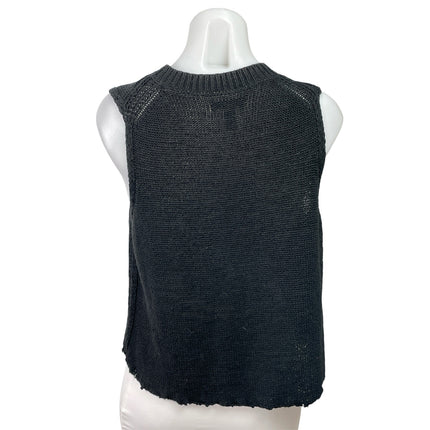 Daily Ritual Women's Black Ribbon Sleeveless Crew Neck Knit Tank Sweater Top M