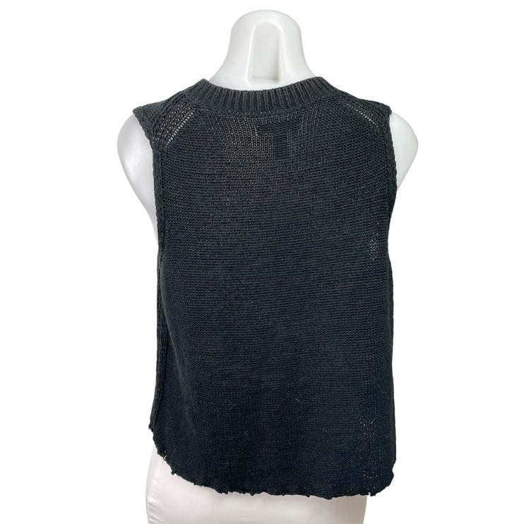Daily Ritual Women's Black Ribbon Sleeveless Crew Neck Knit Tank Sweater Top M