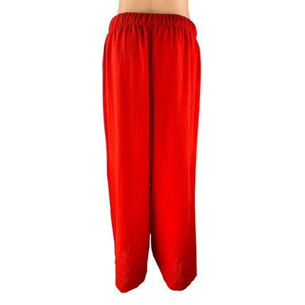 Double Zero Women's Red High Waist Drawstring Wide Leg Harem Palazzo Pants Sz L
