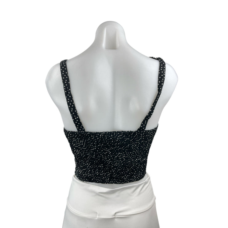 Abercrombie & Fitch Black Polka Dot Tie Strap Sleeveless Crop Cami Tank Top Sz M