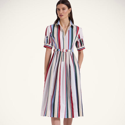 MSRP $1,290 La DoubleJ Libertine Striped Jacquard Midi A-Line Shirt Dress Sz XS