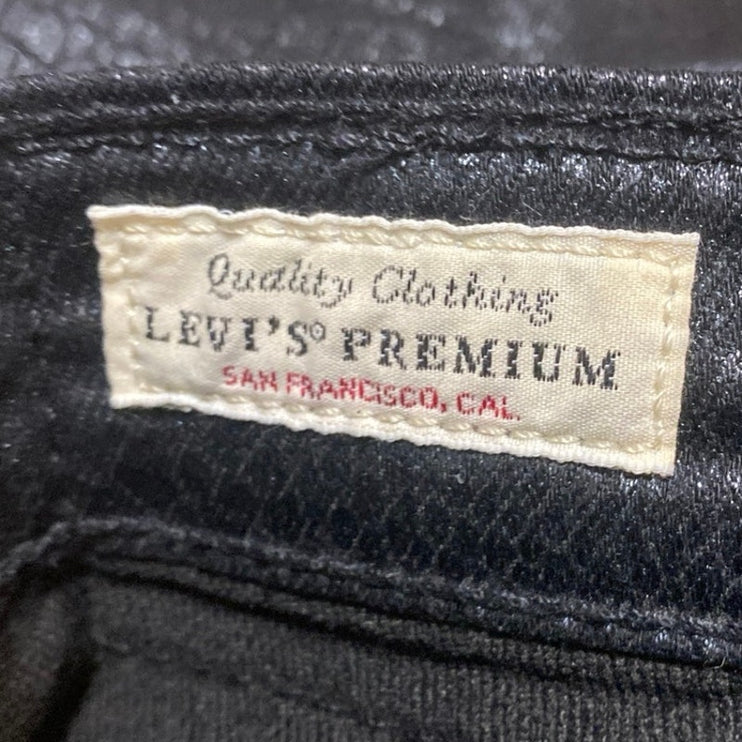 Levi's Women's Black Snakeskin Faux Leather High Waist Skinny Trousers Pants 27