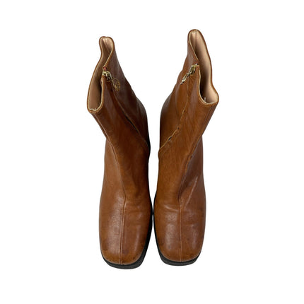 Brother Vellies Empire Women's Brown Platform Heels Square Toe Ankle Boots Sz 10