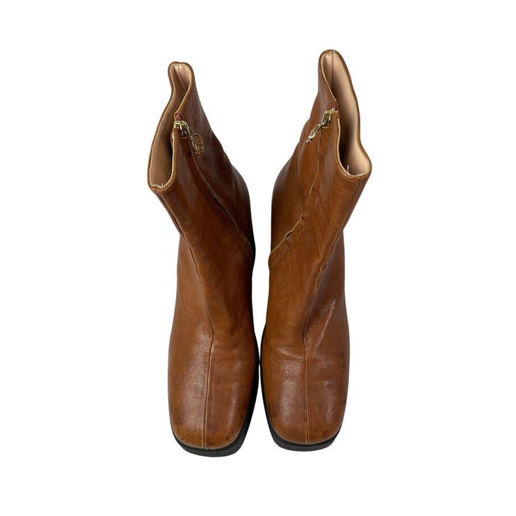 Brother Vellies Empire Women's Brown Platform Heels Square Toe Ankle Boots Sz 10