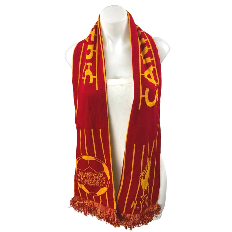 Global Scarves Carragher's NYC Soccer Red Yellow Fringe Knit Shawl Wrap Scarf OS