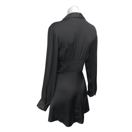 Urban Outfitters Black Long Sleeve Deep V-Neck Corset Bustier Mini Shirt Dress S