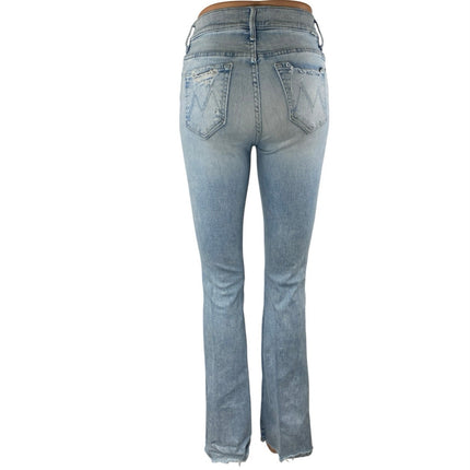Mother Women's Blue Distressed Mid Rise Flared Bootcut Denim Jeans Size 25