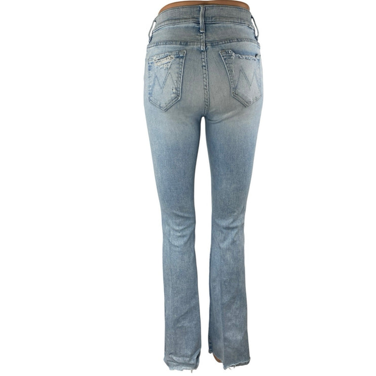 Mother Women's Blue Distressed Mid Rise Flared Bootcut Denim Jeans Size 25