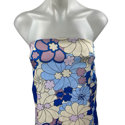 NEW Zara Multicolor Silky Satin Floral Sleeveless Strapless Tube Tank Dress XS