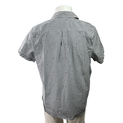 Gap Men's Blue Striped Standard Fit Short Sleeve Button Down Shirt Top Size XL