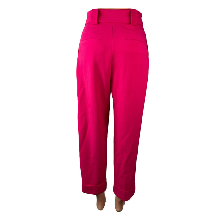 & Other Stories Pink Pleated Belted High Rise Straight Trousers Dress Pants Sz 0