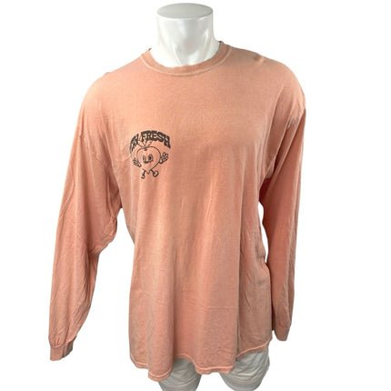 Urban Outfitters Mens Coral Long Sleeve Stay Fresh Veggie T Shirt Tee Top Size L