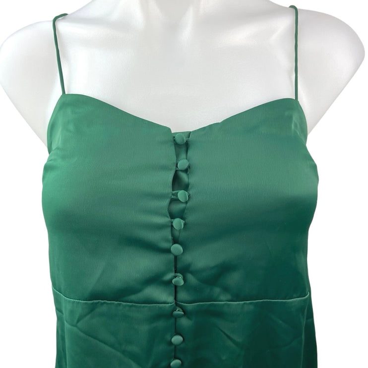 Urban Outfitters Green Silk Satin Spaghetti Cami Camisole Mini Slip Dress XS