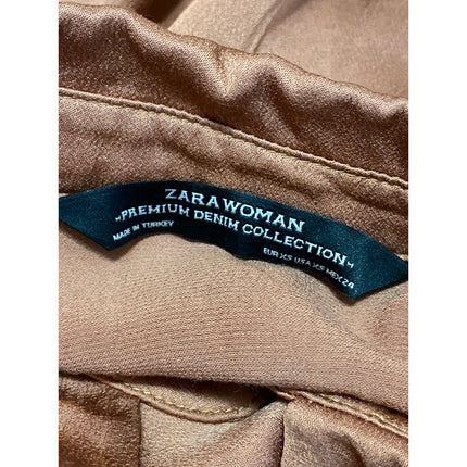 Zara Women's Brown Long Sleeve Button Front Tiered A Line Mini Dress Size XS