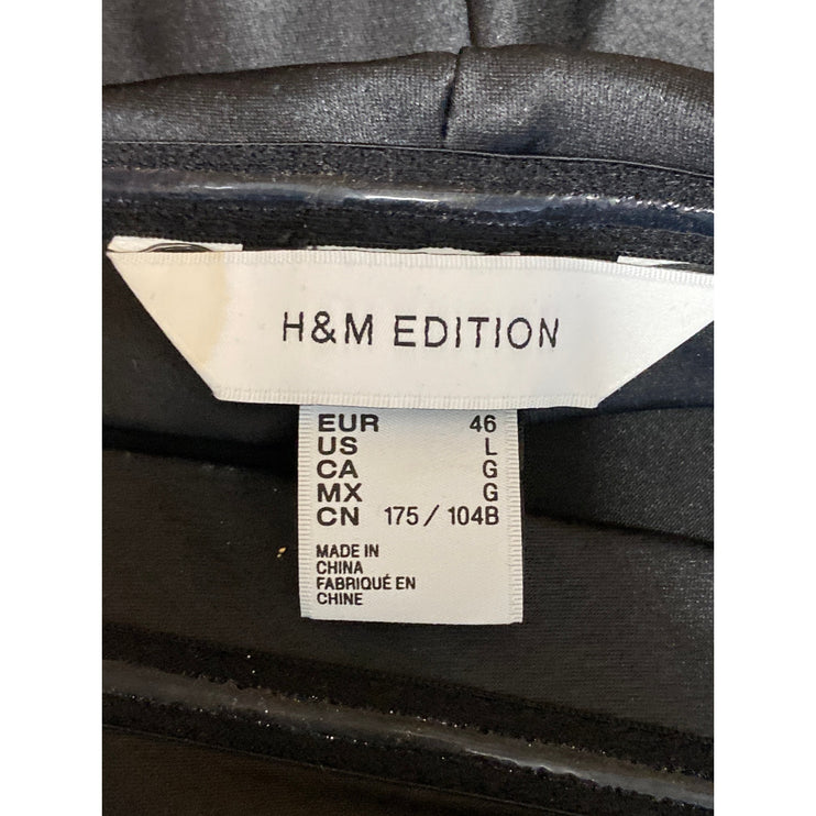 H&M Women's Black Silky Satin Asymmetric Drape High Low A-Line Slip Skirt Size L