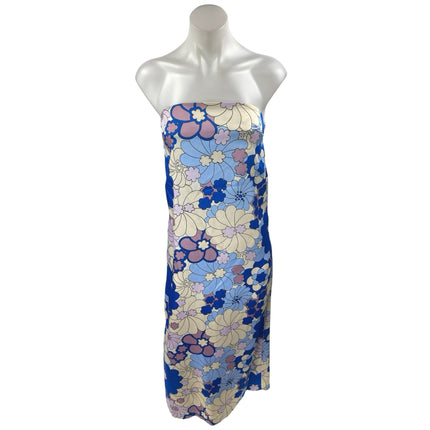 NEW Zara Multicolor Silky Satin Floral Sleeveless Strapless Tube Tank Dress XS