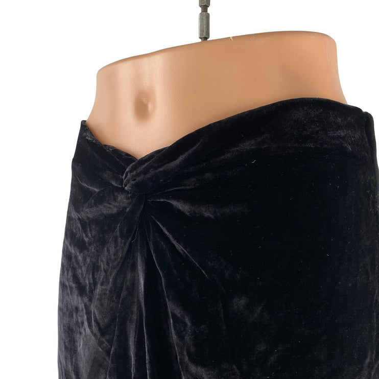 Reformation Harri Womens Black Velvet Velour Knot High Rise Mini Bodycon Skirt 6