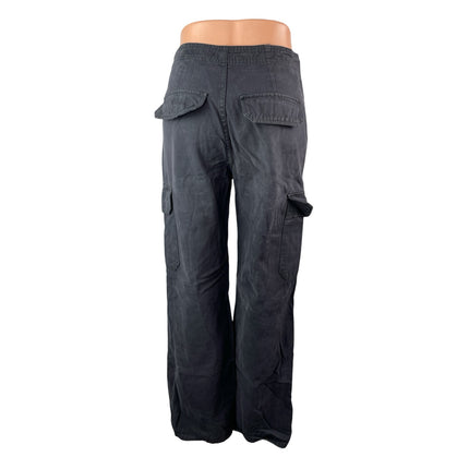 Zara Women's Black High Waisted Wide Leg Utility Cargo Trousers Pants Size 4