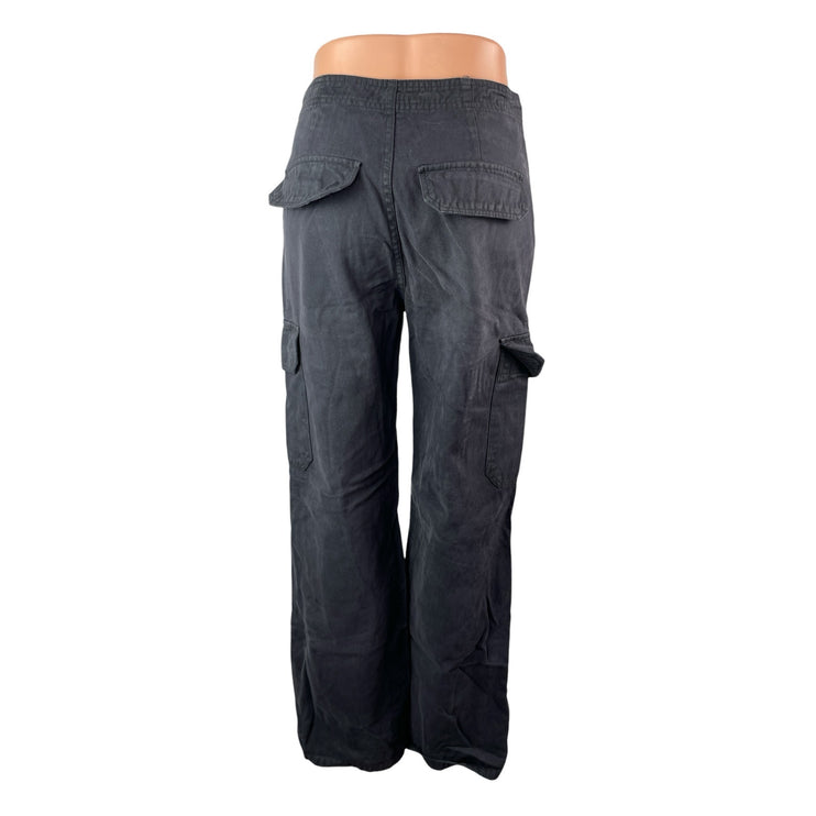 Zara Women's Black High Waisted Wide Leg Utility Cargo Trousers Pants Size 4