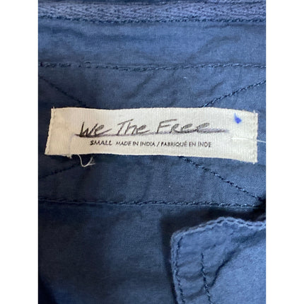 Free People Women's Navy Blue Cotton Long Sleeve Button Down Shirt Top Size S