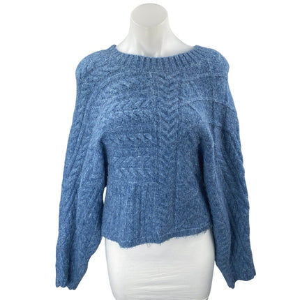 Abercrombie & Fitch Blue Cable Knit Crewneck Long Sleeve Sweater Top Size S/M