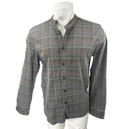 ASOS Men's Gray Multicolor Plaid Flannel Long Sleeve Button Up Shirt Top Size L