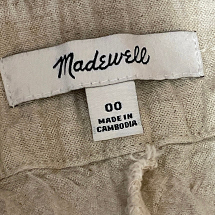 Madewell Women's Cream Linen High Waisted Pleated Wide Leg Trousers Pants Sz 00