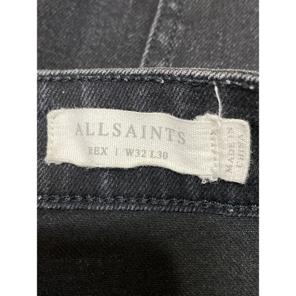 AllSaints Men's Black High Waisted Skinny Leg Slim Fit Denim Jeans Pants Sz 32