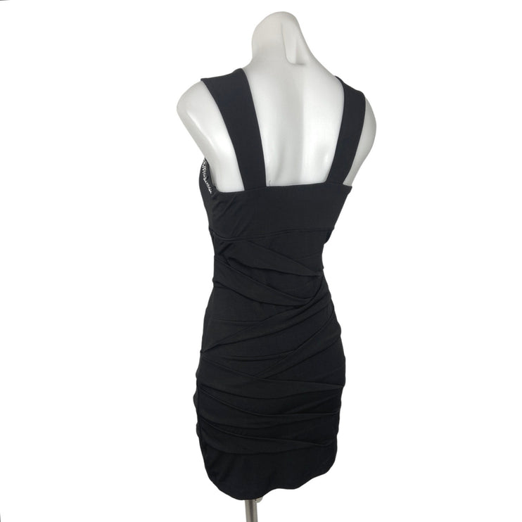 Deb Black Beaded Embellished Sleeveless Ruched Cocktail Bodycon Mini Dress Sz S