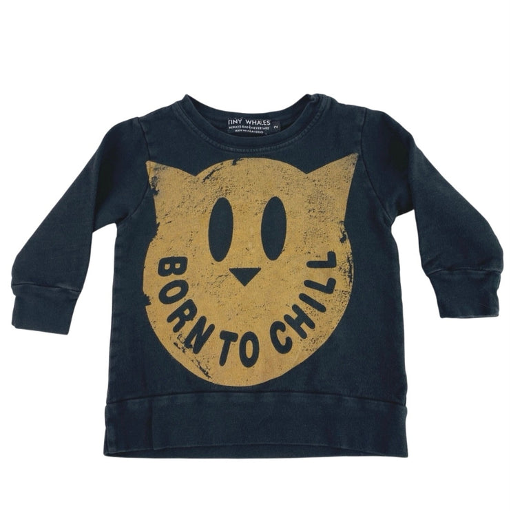 Tiny Whales Kids Boys Black Stripe Born To Chill Long Sleeve Pajama 2 Pc Set 2