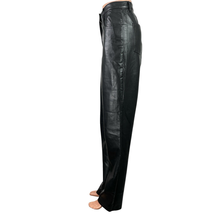 Aritzia Wilfred The Melina Women Black Faux Leather Vegan Trousers Pants Size 12