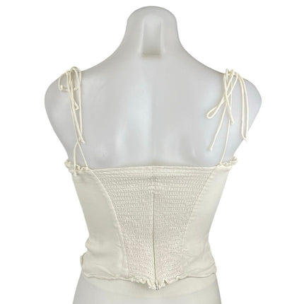 Reformation Novena Cream Corset Bustier Tie Strap Sleeveless Cami Crop Top Sz 6