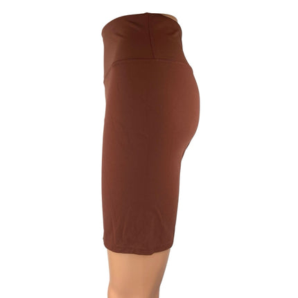 Vitality Women's Brown High Waisted Yoga Running Athletic Biker Shorts Size L
